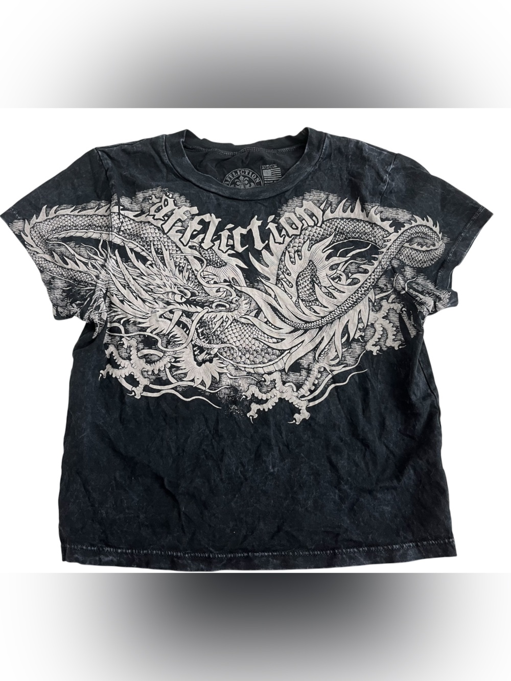 Affliction Black dragon cropped Graphic Logo Tee